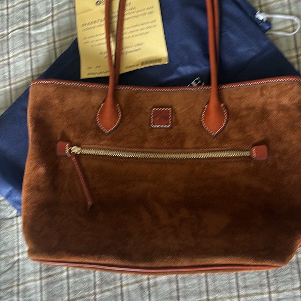 Dooney & Bourke Suede Tote in color amber